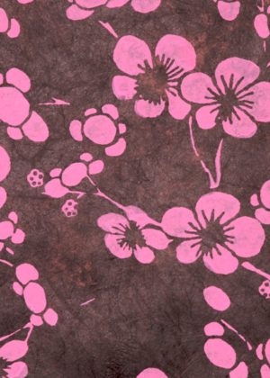 Pink blossoms on chocolate paper
