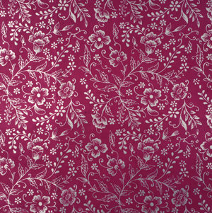 Silver floral on magenta paper