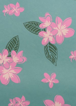 Pink flower on Turquoise paper